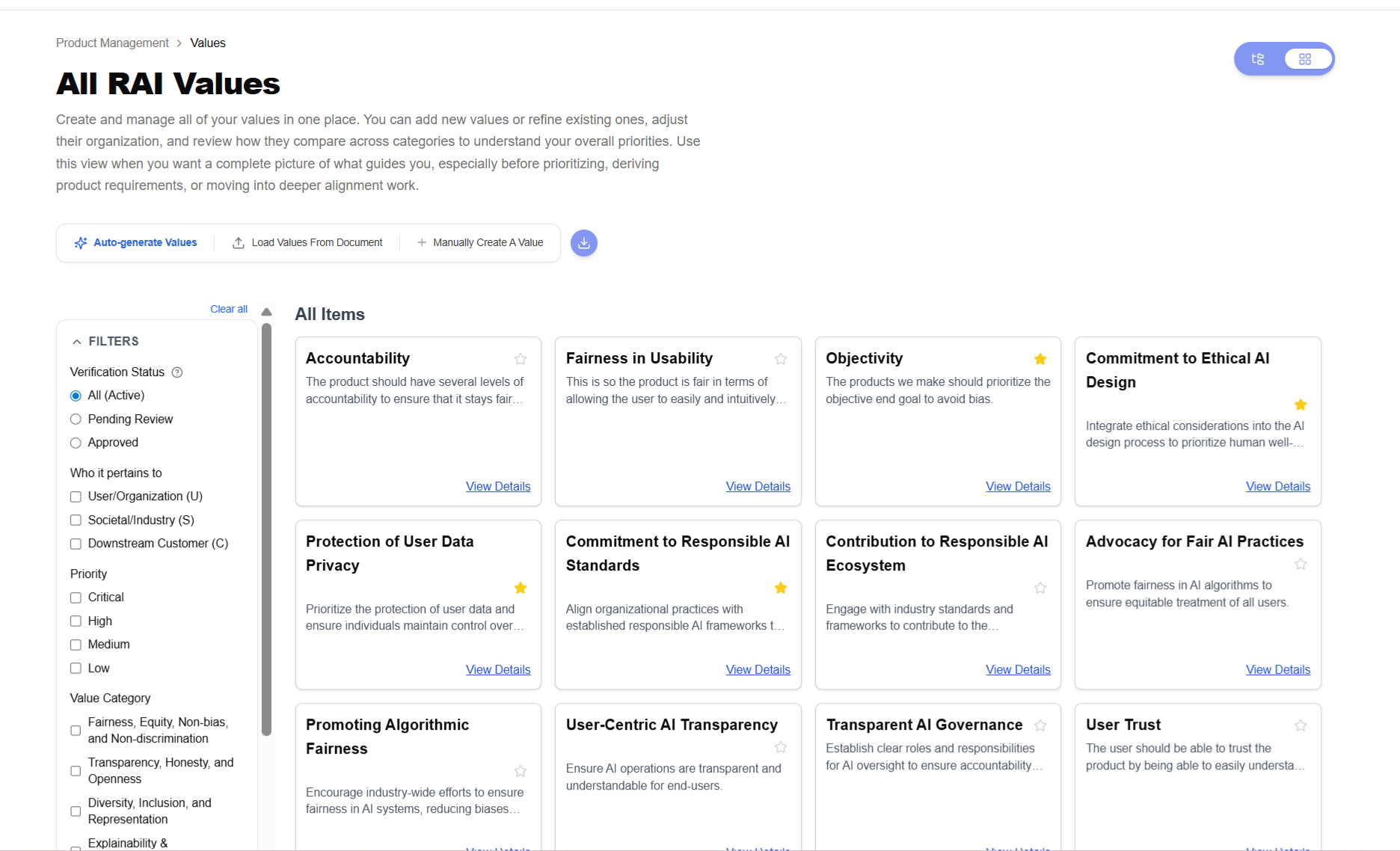 Individual values view — after