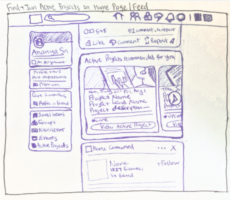Hand-drawn wireframe sketch 1