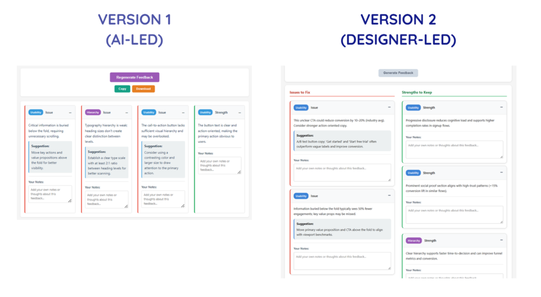 System Reliability and Predictability comparison between Version 1 and Version 2